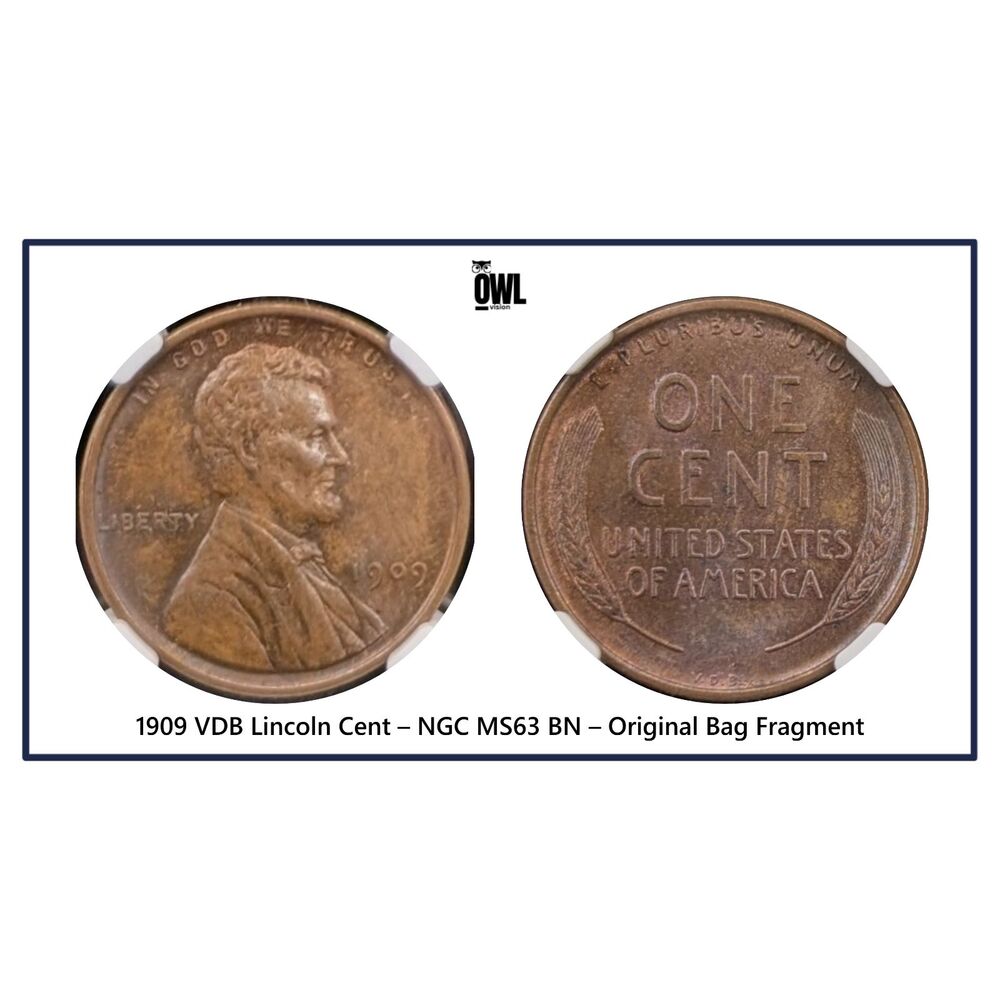 1909 VDB Lincoln Cent – NGC MS63 BN – Original Bag Fragment – UMM Finds